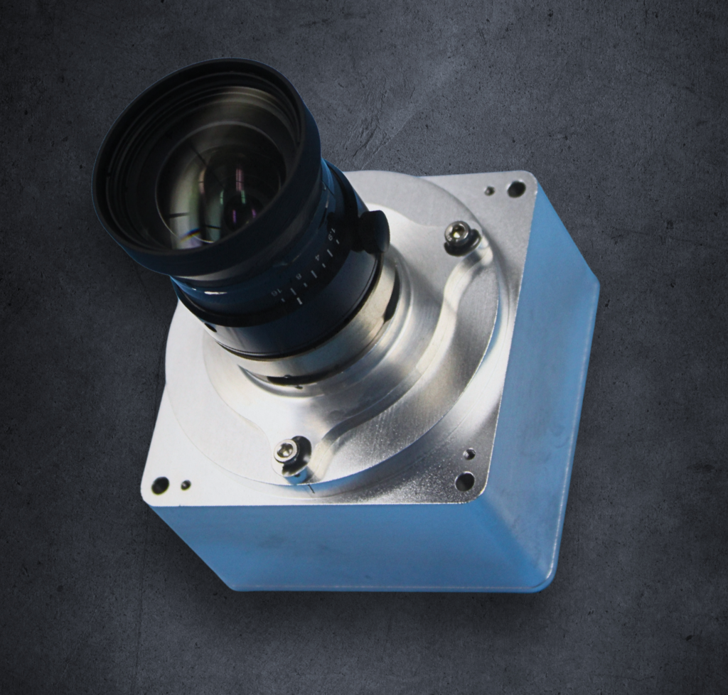 Draco, the dynamic vision sensor with C-mount optical assembly on dark grey background