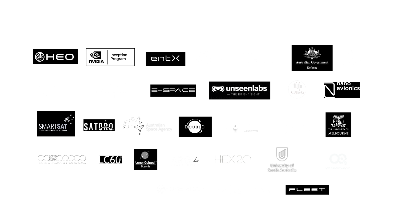 List of partners and customers of Infinity Avionics, including EntX, Australian Space Agency, HEO, Nvidia Inception Program, DCubed, UNSW Canberra, Satoro, RMIT University and more